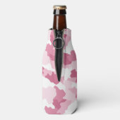 Girly Pink Camo Camouflage Monogram Naam Flesjeskoeler (Fles Achterkant)