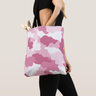 Girly Pink Camo Camouflage Patroon Tote Bag