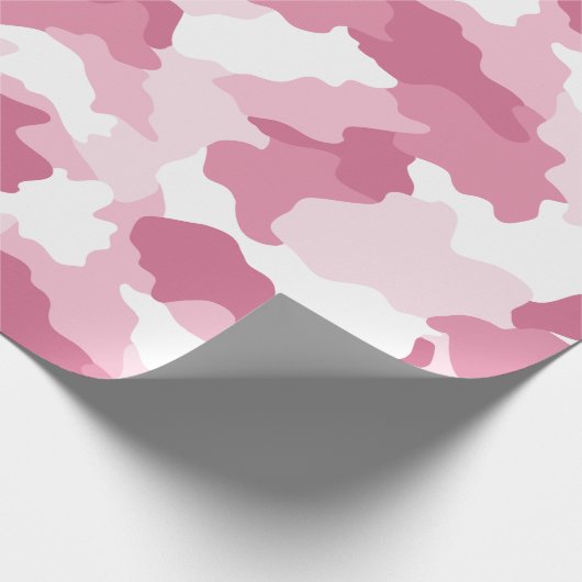 Girly Pink Camouflage Raspberry Pattern Cadeaupapier (Hoek)