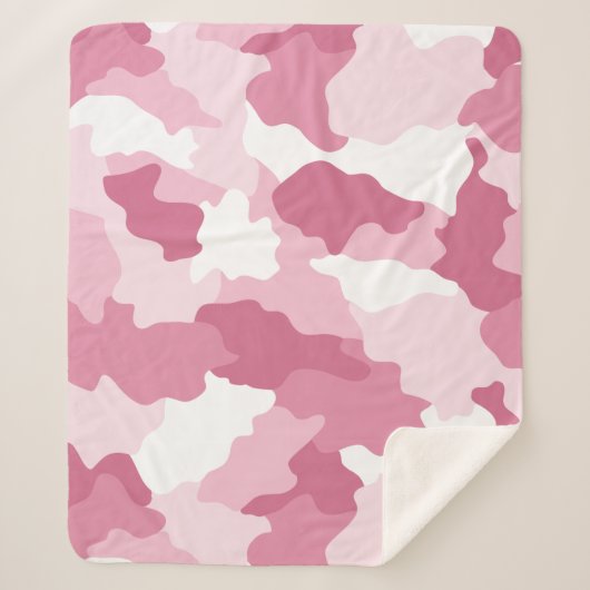 Girly Pink Camouflage Sherpa Blanket Deken (Voorkant)