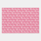 Girly Pink Candy Cane Fa La Calligraphy Xmas Inpakpapier Vel (Voorkant 3)