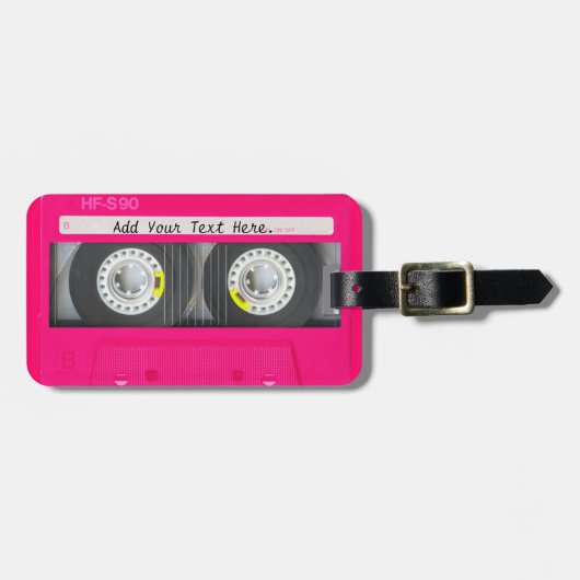  Girly Pink Cassettebandje Bagagelabel (Voorkant horizontaal)