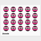  Girly Pink Cassettebandje Ronde Sticker (Vel)