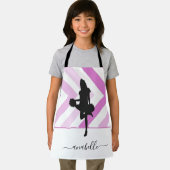 Girly Pink Cheerleader Silhouette Cheer Coach Name Schort (Insitu)