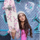 Girly Pink Cherry Blossom Floral Persoonlijk Skateboard