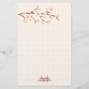 Girly Pink Cherry Blossom , gepersonaliseerd Briefpapier
