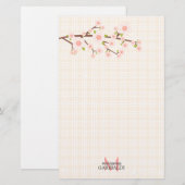 Girly Pink Cherry Blossom , gepersonaliseerd Briefpapier (Voorkant / Achterkant)