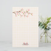Girly Pink Cherry Blossom , gepersonaliseerd Briefpapier (Staand voorkant)