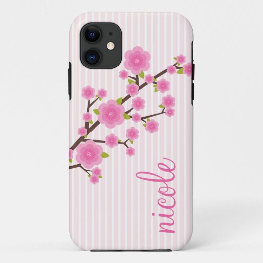 Girly Pink Cherry Blossom , gepersonaliseerd Case-Mate iPhone Case (Achterkant)