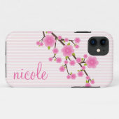 Girly Pink Cherry Blossom , gepersonaliseerd Case-Mate iPhone Case (Achterkant (horizontaal))
