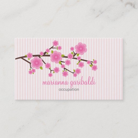 Girly Pink Cherry Blossom , gepersonaliseerd Visitekaartje (Voorkant)