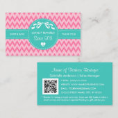 Girly Pink Chevron Boutique Loyalty Rewards Coupon (Voorkant / Achterkant)