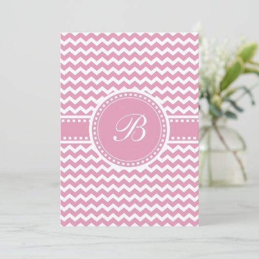Girly Pink Chevron Chic Zigzag Stripes Kaart (Staand voorkant)
