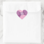 Girly Pink Chevron Jewel Paarse Bow Hart Sticker (Tas)