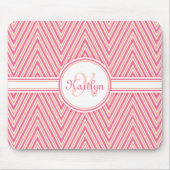 Girly Pink Chevron met Monogram Muismat (Voorkant)