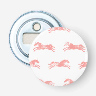 Girly Pink Classic Equestrian Horses Button Flesopener