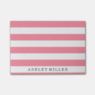Girly Pink Classic Stripes Monogram Opmerkingen Post-it® Notes