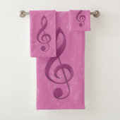 Girly Pink Clef en Musical Notes Bad Handdoek (Insitu)
