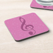 Girly Pink Clef en Musical Notes Bier Onderzetter (Linkerzijde)