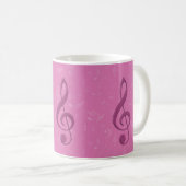 Girly Pink Clef en Musical Notes Koffiemok (Voorkant rechts)