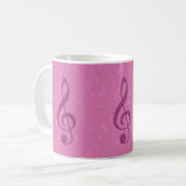 Girly Pink Clef en Musical Notes Koffiemok (Voorkant links)