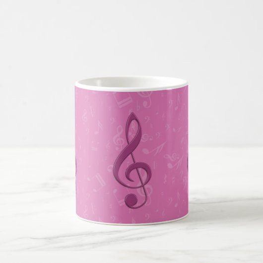 Girly Pink Clef en Musical Notes Koffiemok (Center)