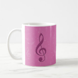 Girly Pink Clef en Musical Notes Koffiemok
