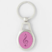 Girly Pink Clef en Musical Notes Sleutelhanger (Voorkant)