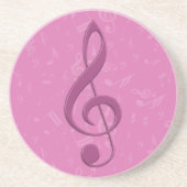Girly Pink Clef en Musical Notes Zandsteen Onderzetter (Voorkant)