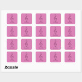 Girly Pink Clef en muzieknoten Vierkante Sticker (Vel)