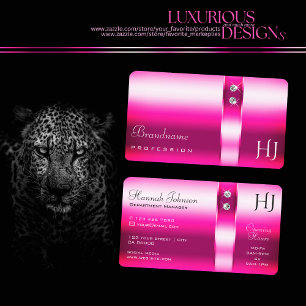 Girly Pink Colors Diamonds Initialen openinguren  Visitekaartje