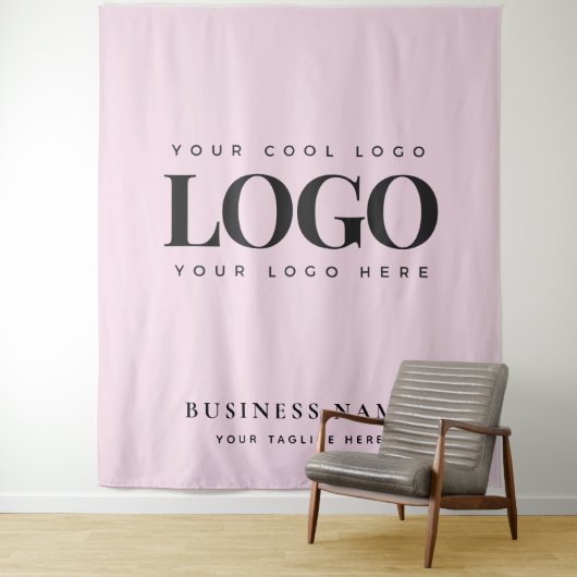 Girly Pink Company Business Logo Event Backdrop Wandkleed (In situ)