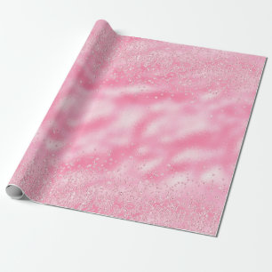 Girly Pink Confetti Diamond Sparkle Cadeaupapier