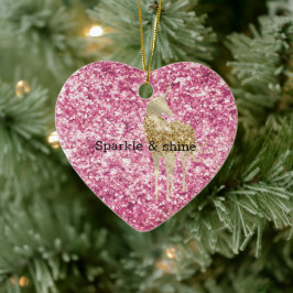 Girly Pink Confetti Gold Unicorn Keramisch Ornament