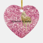 Girly Pink Confetti Gold Unicorn Keramisch Ornament (Voorkant)