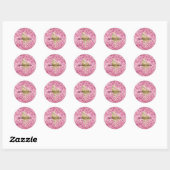 Girly Pink Confetti Gold Unicorn Ronde Sticker (Vel)