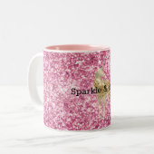 Girly Pink Confetti Gold Unicorn Tweekleurige Koffiemok (Voorkant links)