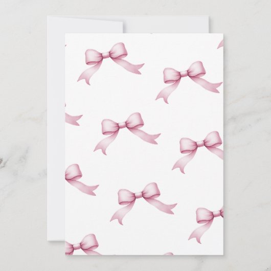 Girly Pink Coquette Bow Candle 1e verjaardag Kaart (Achterkant)