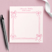 Girly Pink Coquette Bow Personalized Name Notitieblok