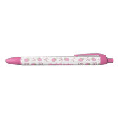 Girly Pink Coquette Strawberry Bow Script Naam Zwarte Inkt Pen (Bovenkant)