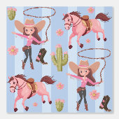 Girly Pink Cowgirl Horse Rodeo Western ontwerp Behang (Voorkant)