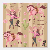 Girly Pink Cowgirl Horse Rodeo Western ontwerp Behang (Voorkant)