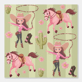 Girly Pink Cowgirl Horse Rodeo Western ontwerp Behang (Voorkant)