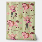Girly Pink Cowgirl Horse Rodeo Western ontwerp Behang (Afrollen)