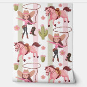 Girly Pink Cowgirl Horse Rodeo Western ontwerp Behang (Afrollen)