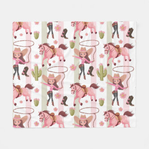 Girly Pink Cowgirl Horse Rodeo Western ontwerp Fleece Deken