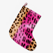 Girly Pink Cream Luipaard Print Grote Kerstsok (Voorkant (Hangend))