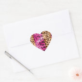 Girly Pink Cream Luipaard Print Hart Sticker (Envelop)