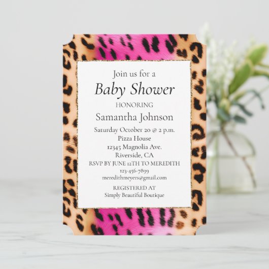 Girly Pink Cream Luipaard Print Kaart (Staand voorkant)