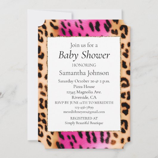 Girly Pink Cream Luipaard Print Kaart (Voorkant)